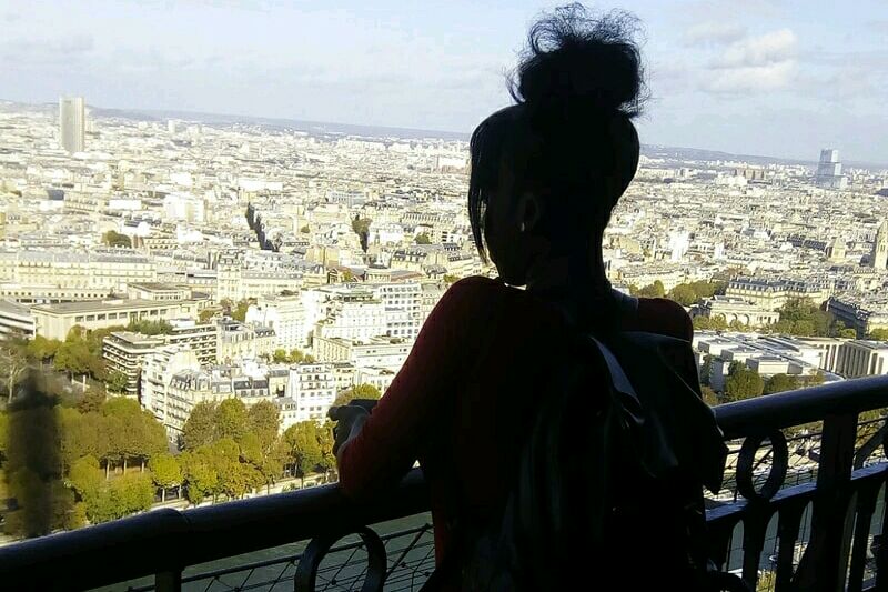 Top floor view from the Eiffel Tower (featuring my silhouette) - Laura Spoonie